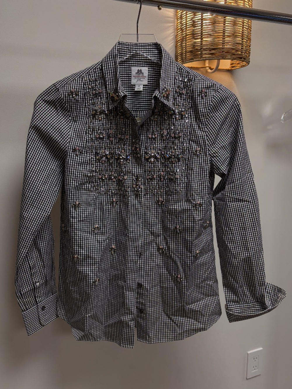 J. Crew gingham embellished button up
